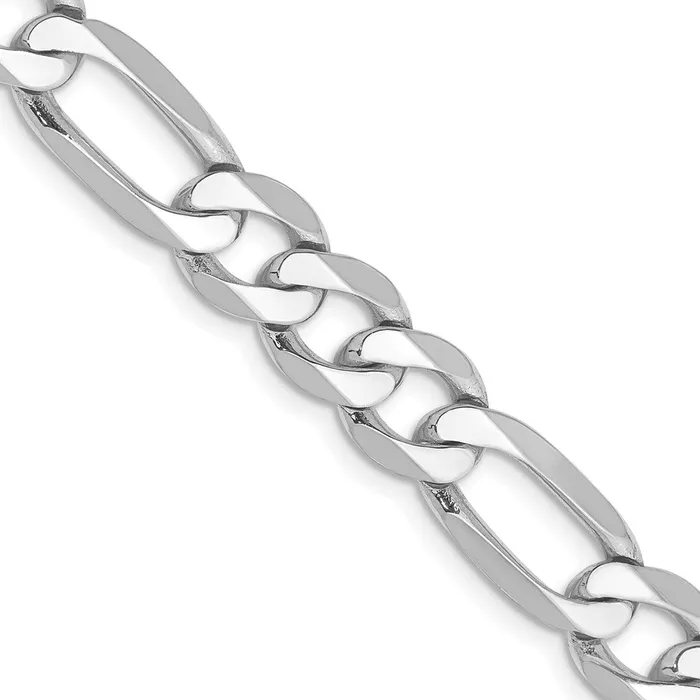 Solid 14K White Gold 20 inch 75mm Flat Figaro with Lobster Clasp Chain Necklace MDS Necklaces Solid 14K White Gold 20 inch 75mm Flat Figaro with Lobster Clasp Chain Necklace MDS Necklaces