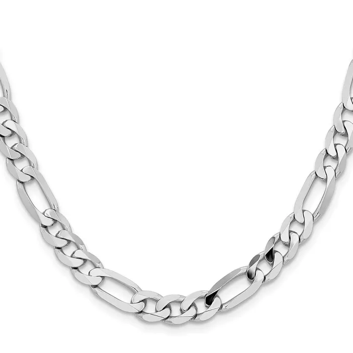 Solid 14K White Gold 20 inch 75mm Flat Figaro with Lobster Clasp Chain Necklace MDS Necklaces Solid 14K White Gold 20 inch 75mm Flat Figaro with Lobster Clasp Chain Necklace MDS Necklaces