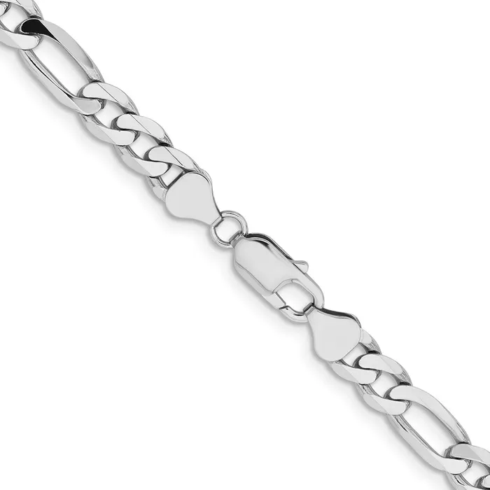 Solid 14K White Gold 20 inch 75mm Flat Figaro with Lobster Clasp Chain Necklace MDS Necklaces Solid 14K White Gold 20 inch 75mm Flat Figaro with Lobster Clasp Chain Necklace MDS Necklaces