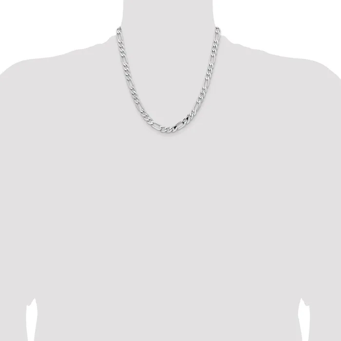 Solid 14K White Gold 20 inch 75mm Flat Figaro with Lobster Clasp Chain Necklace MDS Necklaces Solid 14K White Gold 20 inch 75mm Flat Figaro with Lobster Clasp Chain Necklace MDS Necklaces