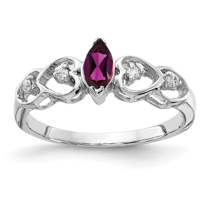 Solid 14k White Gold 6x3mm Marquise Rhodolite Simulated Garnet AAA CZ Ring Goldia Rings Solid 14k White Gold 6x3mm Marquise Rhodolite Simulated Garnet AAA CZ Ring Goldia Rings