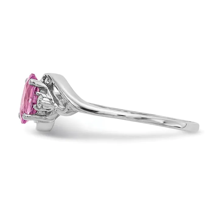Solid 14k White Gold 6x4mm Oval PinK Simulated Sapphire A CZ Ring Goldia Rings