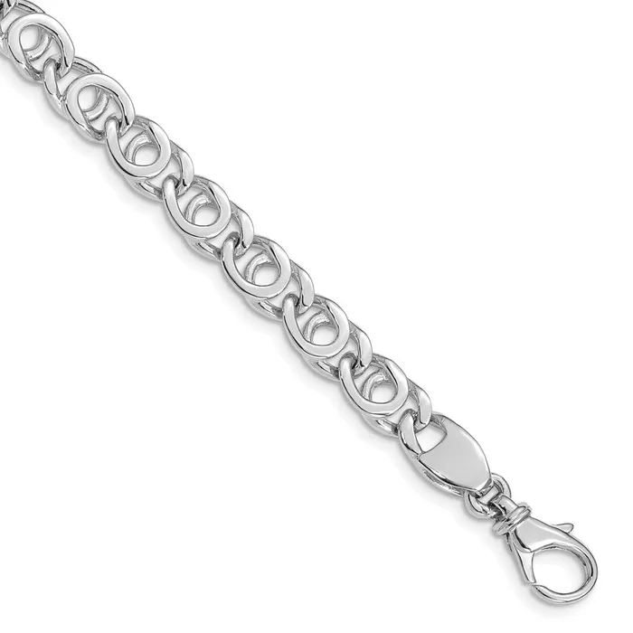 Solid 14K White Gold 8 inch 7mm Hand Polished Fancy Link with Fancy Lobster Clasp Bracelet MDS Bracelets Solid 14K White Gold 8 inch 7mm Hand Polished Fancy Link with Fancy Lobster Clasp Bracelet MDS Bracelets