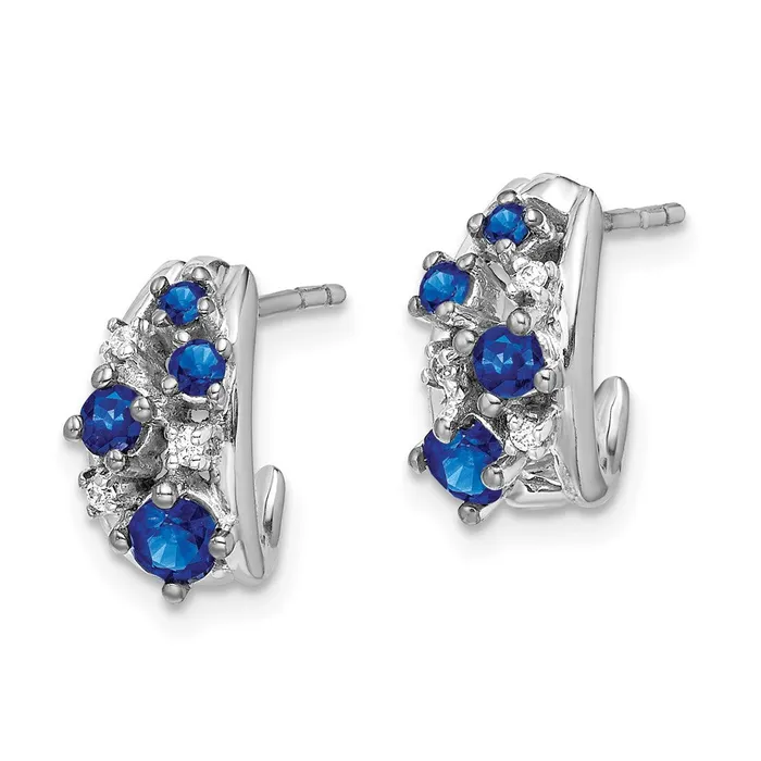 Solid 14k White Gold Simulated CZ and Sapphire Polished Post Hoop Earrings Goldia Earrings Solid 14k White Gold Simulated CZ and Sapphire Polished Post Hoop Earrings Goldia Earrings
