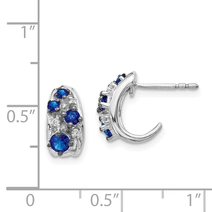 Solid 14k White Gold Simulated CZ and Sapphire Polished Post Hoop Earrings Goldia Earrings Solid 14k White Gold Simulated CZ and Sapphire Polished Post Hoop Earrings Goldia Earrings
