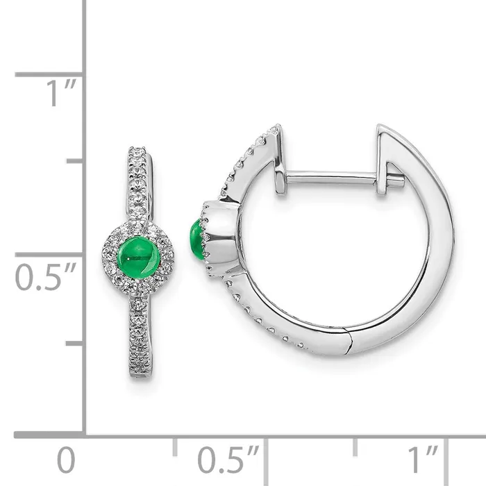 Solid 14k White Gold Simulated CZ Cabochon Emerald Earrings Goldia Earrings Solid 14k White Gold Simulated CZ Cabochon Emerald Earrings Goldia Earrings