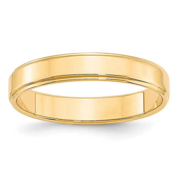 Solid 14K Yellow Gold 4mm Flat with Step Edge MensWomens Wedding Band Ring Size 85 Goldia Rings Solid 14K Yellow Gold 4mm Flat with Step Edge MensWomens Wedding Band Ring Size 85 Goldia Rings