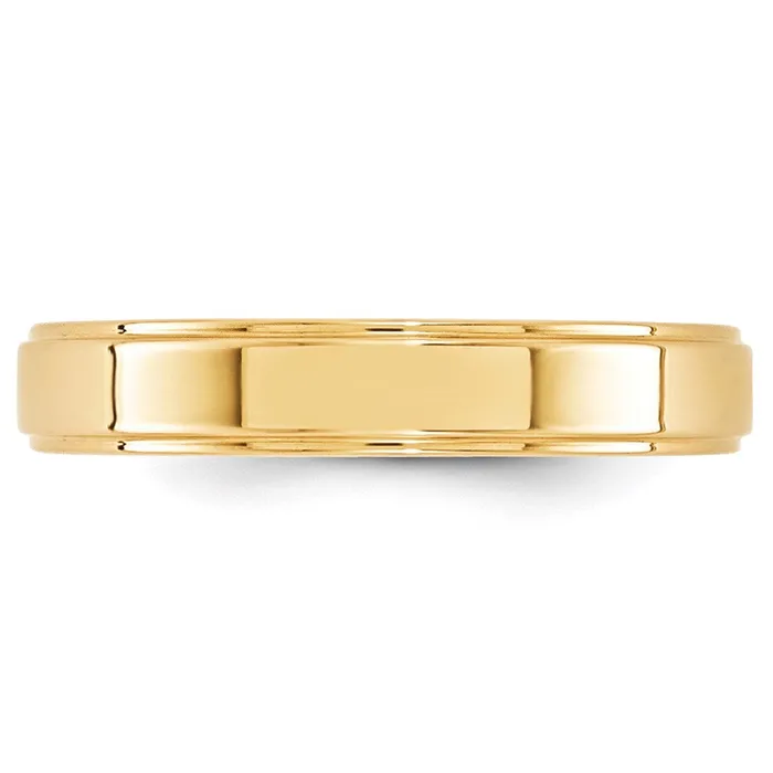 Solid 14K Yellow Gold 4mm Flat with Step Edge MensWomens Wedding Band Ring Size 85 Goldia Rings Solid 14K Yellow Gold 4mm Flat with Step Edge MensWomens Wedding Band Ring Size 85 Goldia Rings