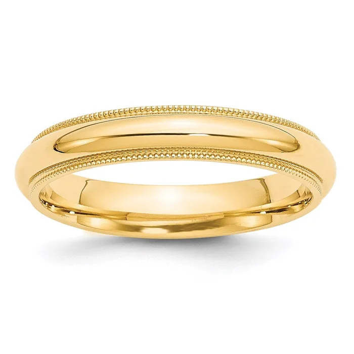 Solid 14K Yellow Gold 4mm Milgrain Comfort Wedding MensWomens Wedding Band Ring Size 45 Goldia Rings