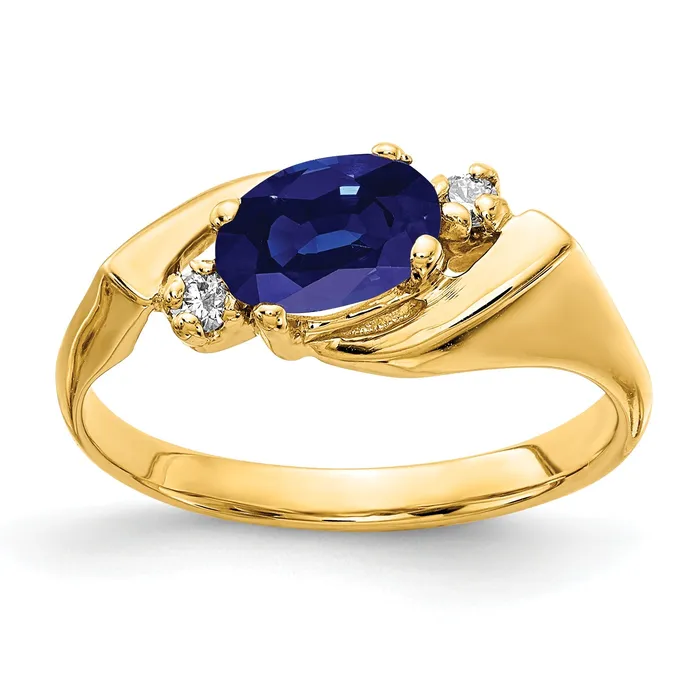 Solid 14k Yellow Gold 7x5mm Oval Simulated Sapphire AA CZ Ring Goldia Rings Solid 14k Yellow Gold 7x5mm Oval Simulated Sapphire AA CZ Ring Goldia Rings