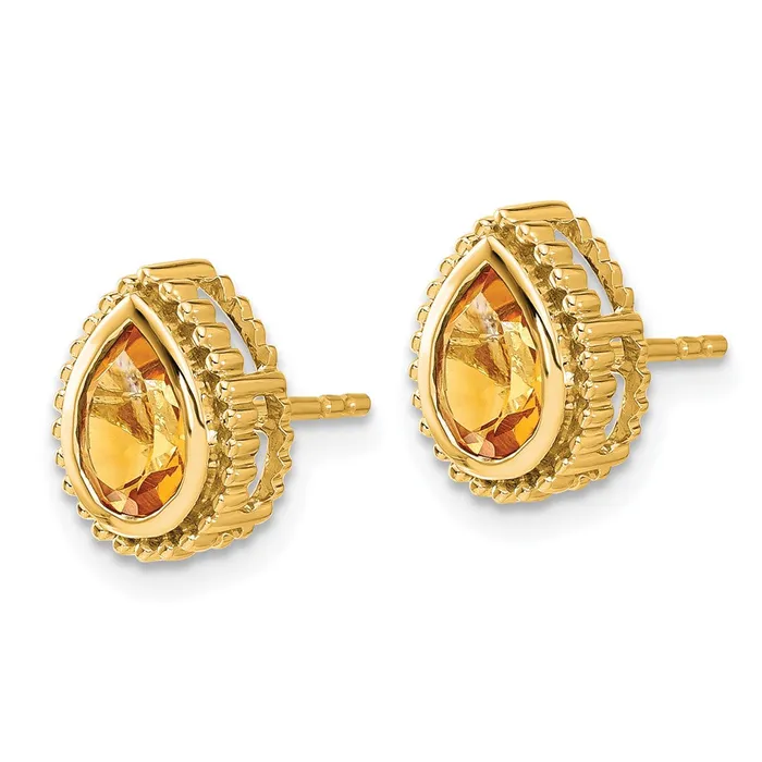 Solid 14k Yellow Gold Pear Simulated Citrine Post Earrings Goldia Earrings Solid 14k Yellow Gold Pear Simulated Citrine Post Earrings Goldia Earrings