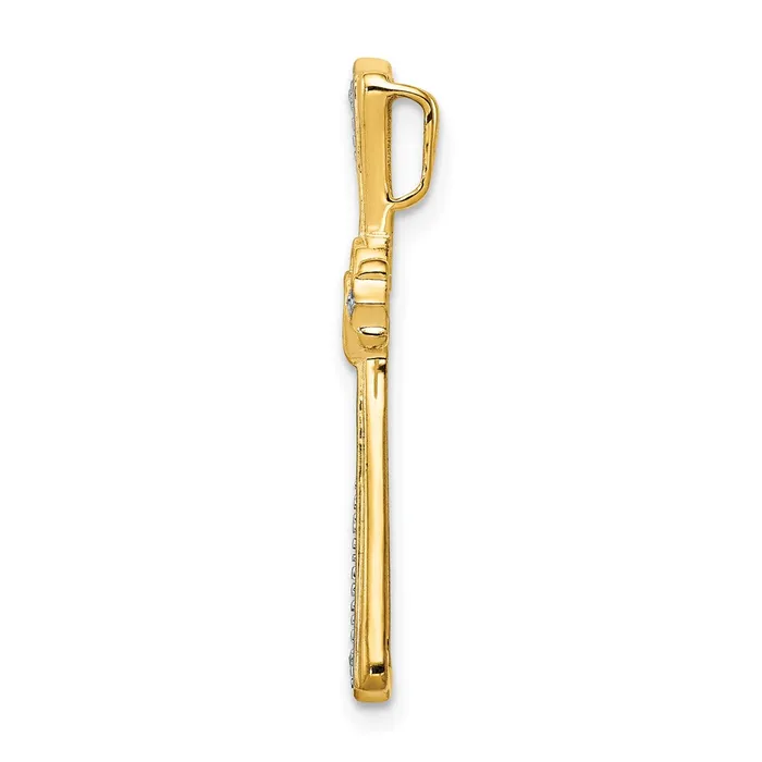 Solid 14k Yellow Gold Rhodium Simulated CZ Cross Pendant Goldia Necklaces