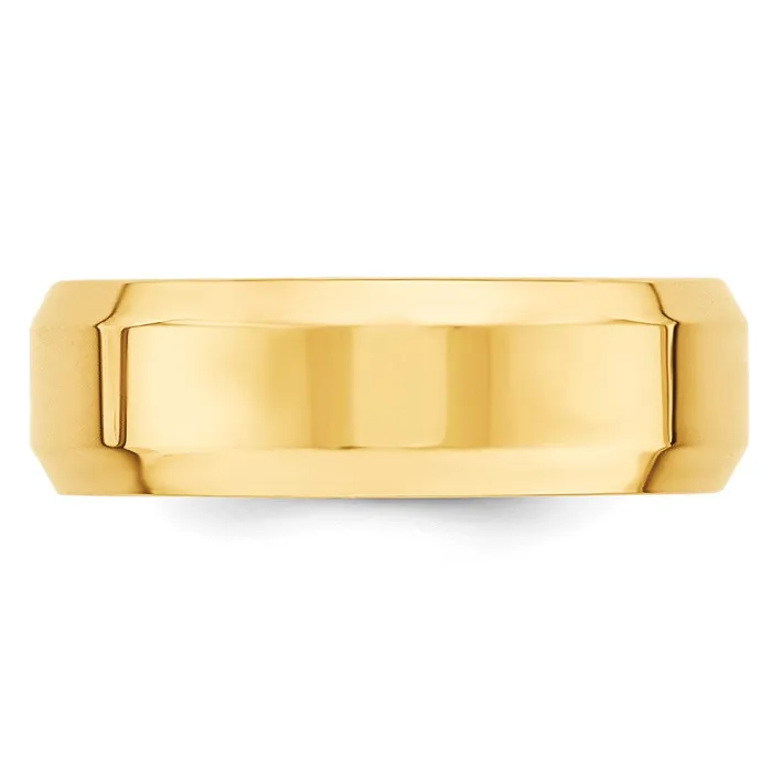 Solid 18K Yellow Gold 7mm Bevel Edge Comfort Fit MensWomens Wedding Band Ring Size 105 Goldia Rings Solid 18K Yellow Gold 7mm Bevel Edge Comfort Fit MensWomens Wedding Band Ring Size 105 Goldia Rings