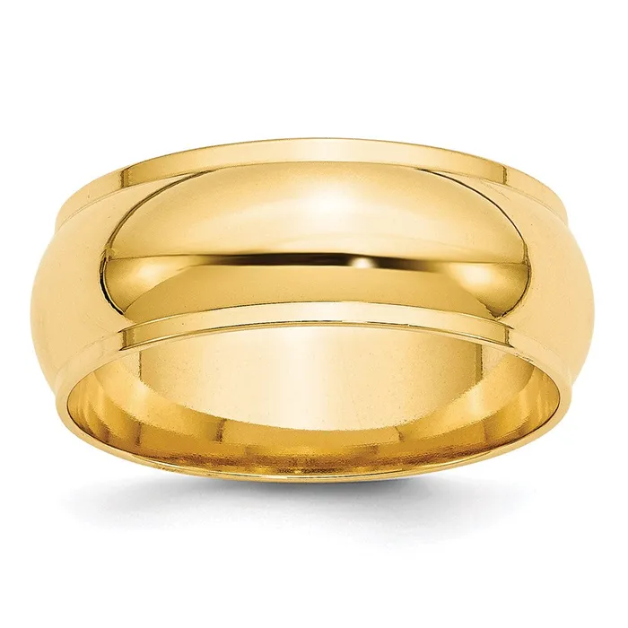 Solid 18K Yellow Gold 8mm Half Round with Edge MensWomens Wedding Band Ring Size 13 Goldia Rings Solid 18K Yellow Gold 8mm Half Round with Edge MensWomens Wedding Band Ring Size 13 Goldia Rings