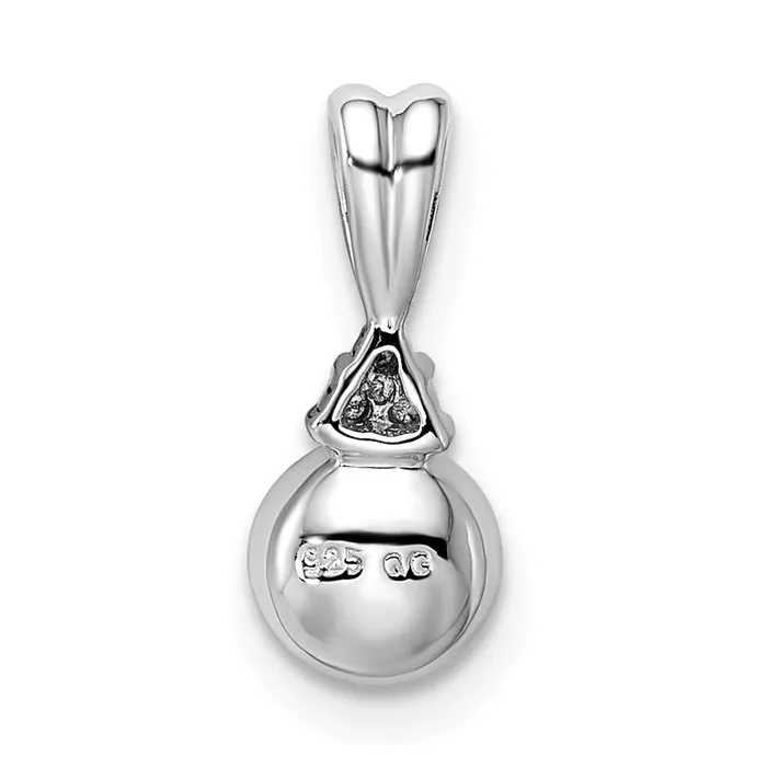 Sterling Silver Rhod Plated Diamond and FW Cultured Pearl Pendant Goldia Necklaces