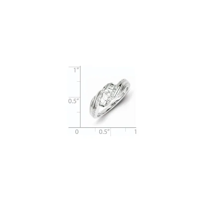 Sterling Silver Rhodium Plated Diamond Love Ring Goldia Rings