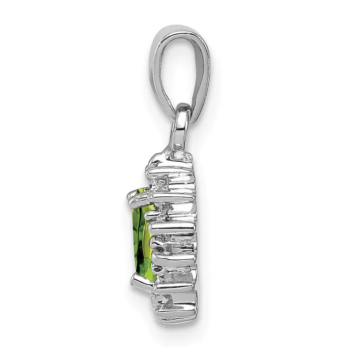 Sterling Silver Rhodium Plated Peridot and Diamond Pendant Goldia Necklaces