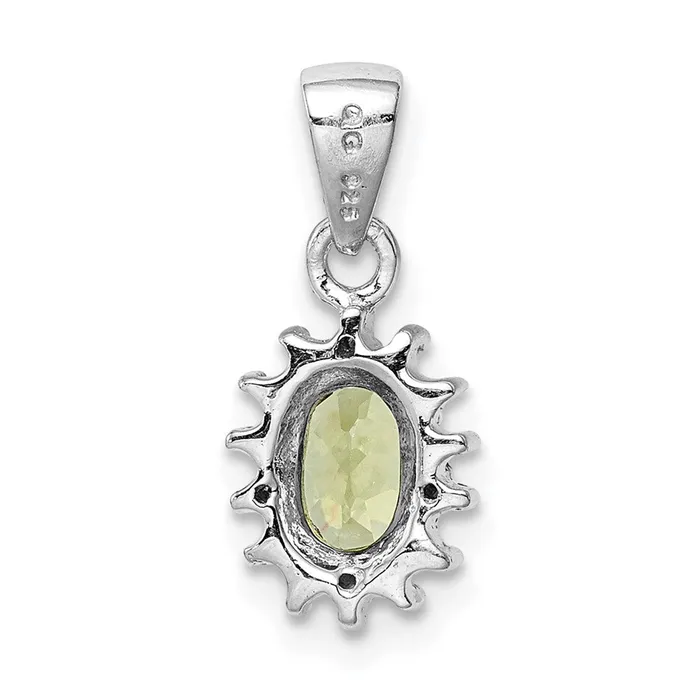 Sterling Silver Rhodium Plated Peridot and Diamond Pendant Goldia Necklaces
