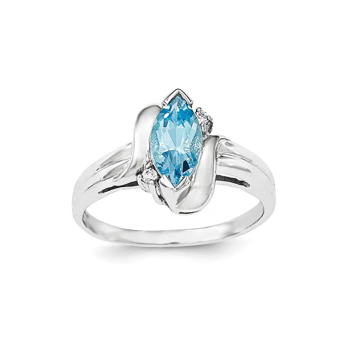 Sterling Silver Rhodiumplated wCZ and Blue Topaz Ring Goldia Rings