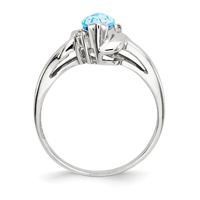 Sterling Silver Rhodiumplated wCZ and Blue Topaz Ring Goldia Rings