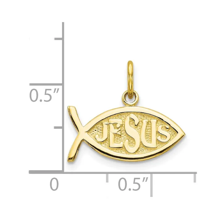 10K Jesus Fish Charm TreasureFineJewelers Charm Necklaces