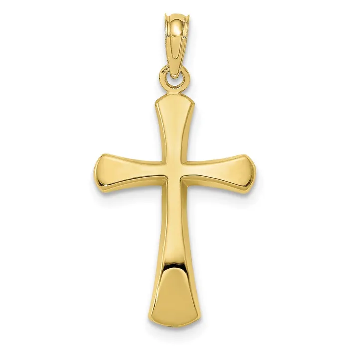 10K Polished Beveled Cross w Round Tips Charm TreasureFineJewelers Charm Necklaces 10K Polished Beveled Cross w Round Tips Charm TreasureFineJewelers Charm Necklaces