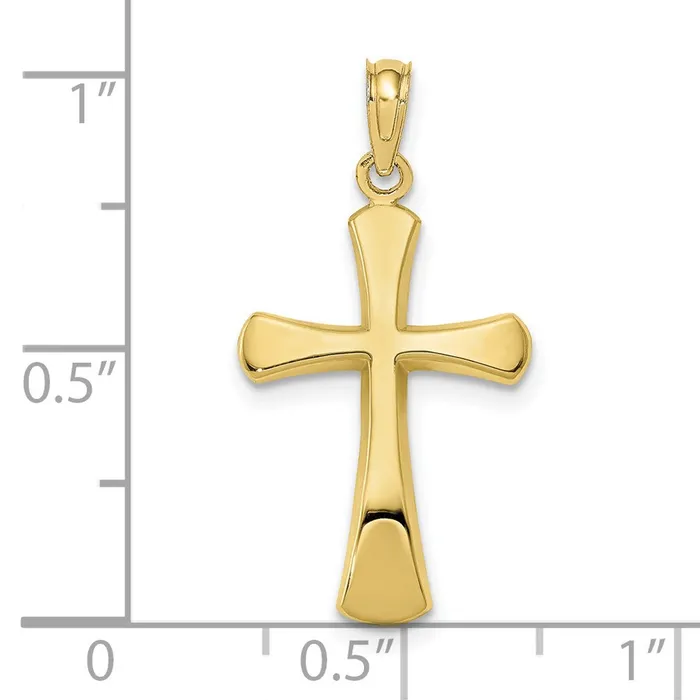 10K Polished Beveled Cross w Round Tips Charm TreasureFineJewelers Charm Necklaces