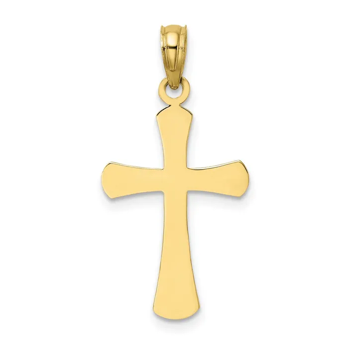 10K Polished Beveled Cross w Round Tips Charm TreasureFineJewelers Charm Necklaces