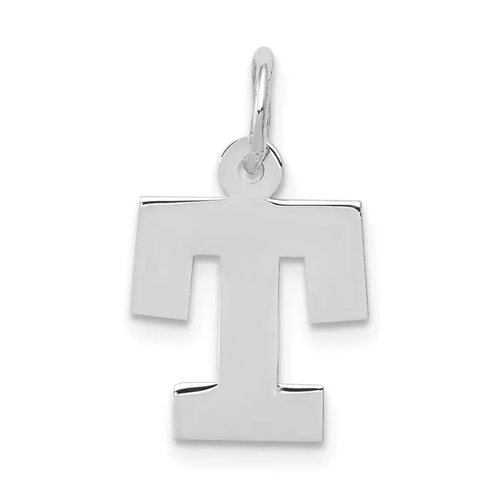 10k White Gold Small Block Initial T Charm TreasureFineJewelers Charm Necklaces 10k White Gold Small Block Initial T Charm TreasureFineJewelers Charm Necklaces