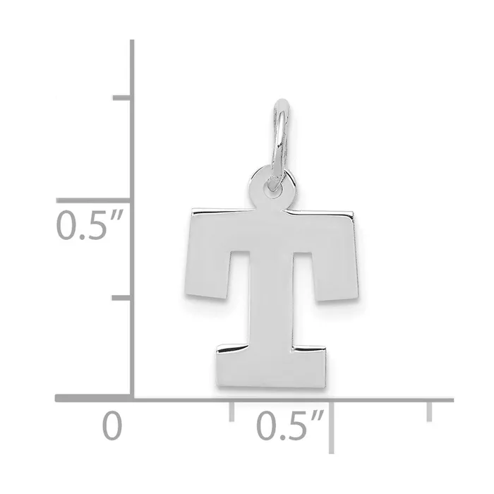 10k White Gold Small Block Initial T Charm TreasureFineJewelers Charm Necklaces