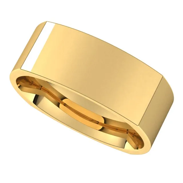 10K Yellow Gold 7 mm Square Comfort Fit Wedding Band TreasureFineJewelers Rings