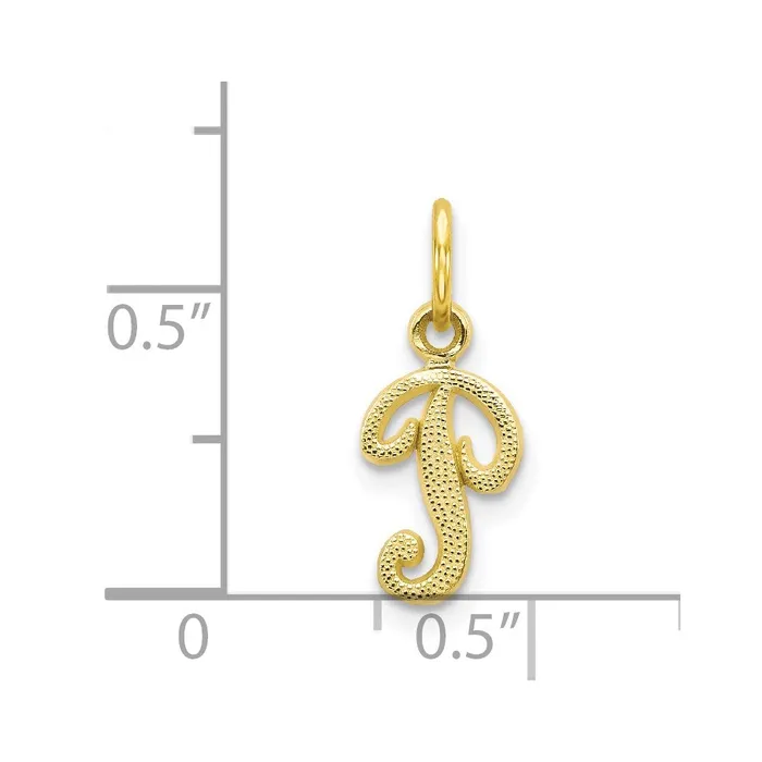 10k Yellow Gold Initial P Charm TreasureFineJewelers Charm Necklaces