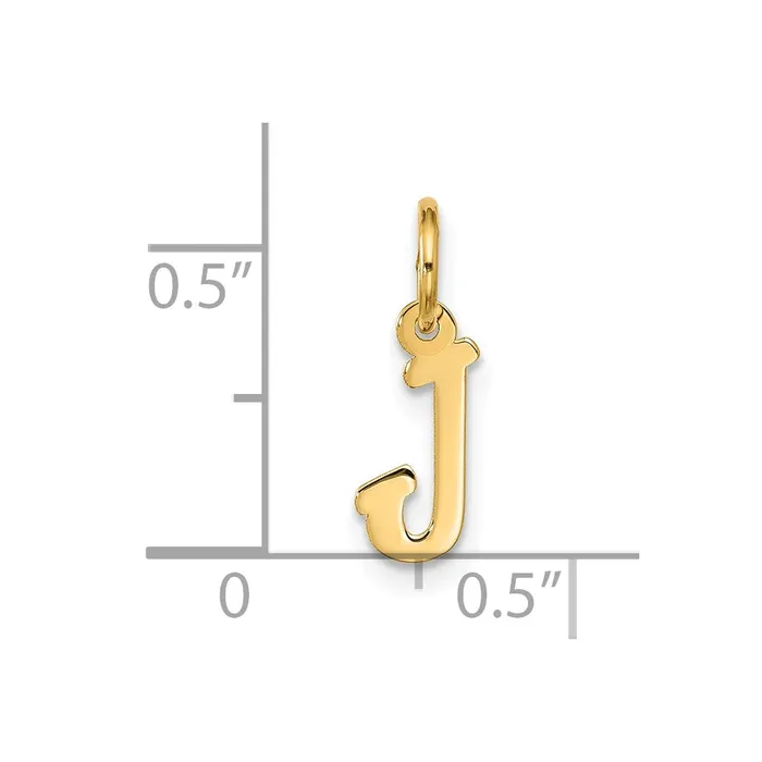 10k Yellow Gold Small Script Initial J Charm TreasureFineJewelers Charm Necklaces