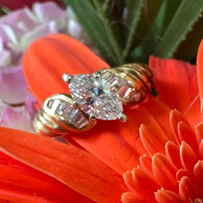 14 Karat Yellow Gold Marquis Diamond Ring 10000975 ONeills Estate Jewelry Rings 14 Karat Yellow Gold Marquis Diamond Ring 10000975 ONeills Estate Jewelry Rings