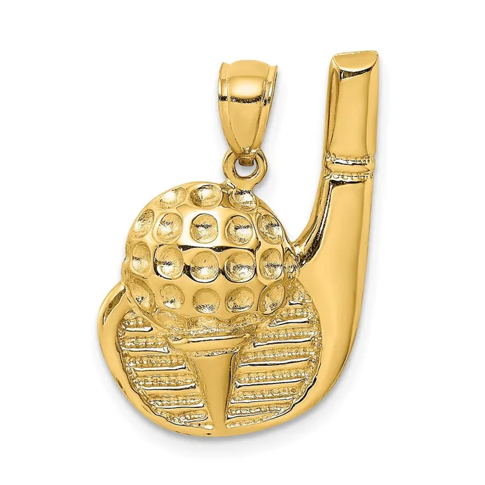 14K 2D Golf Club and Ball On Tee Charm TreasureFineJewelers Charm Necklaces