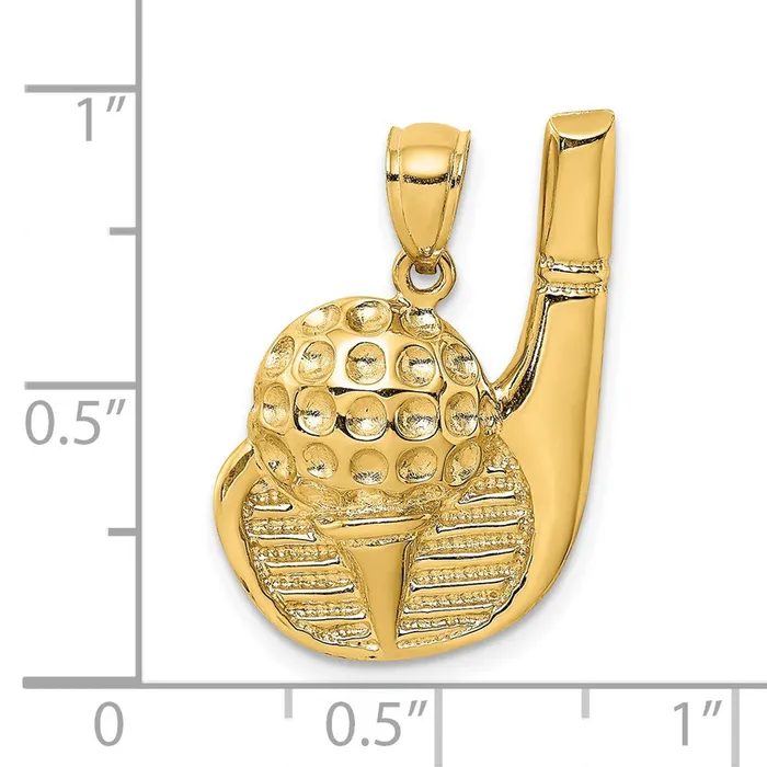 14K 2D Golf Club and Ball On Tee Charm TreasureFineJewelers Charm Necklaces