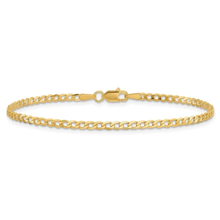 14K 7 inch 22mm Flat Beveled Curb with Lobster Clasp Bracelet TreasureFineJewelers Bracelets