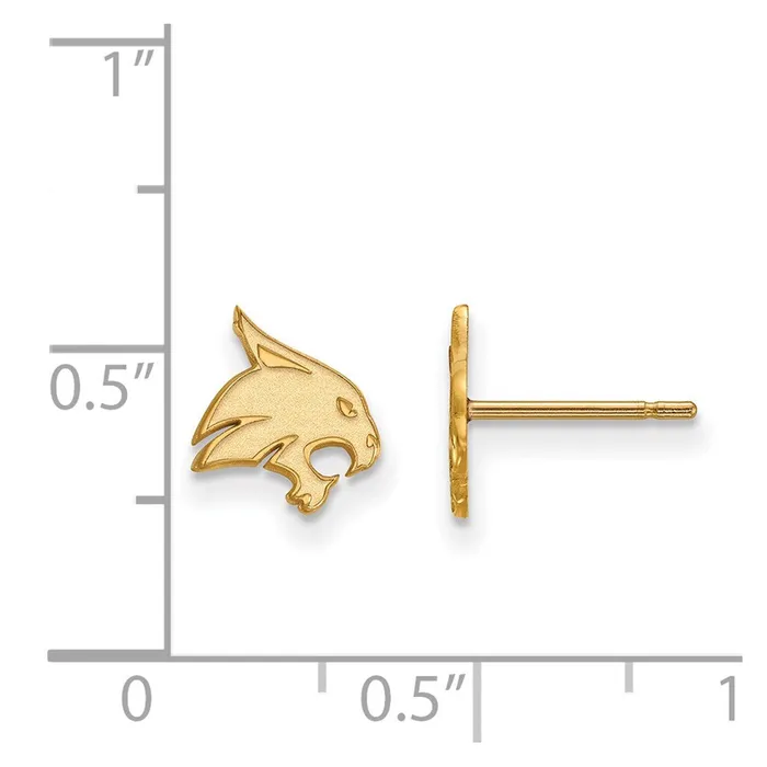 14k Gold Texas State University Bobcat Extra Small Post Earrings TreasureFineJewelers Earrings