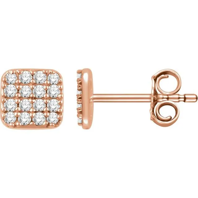 14K Rose 15 CTW Diamond Square Cluster Earrings TreasureFineJewelers Earrings 14K Rose 15 CTW Diamond Square Cluster Earrings TreasureFineJewelers Earrings