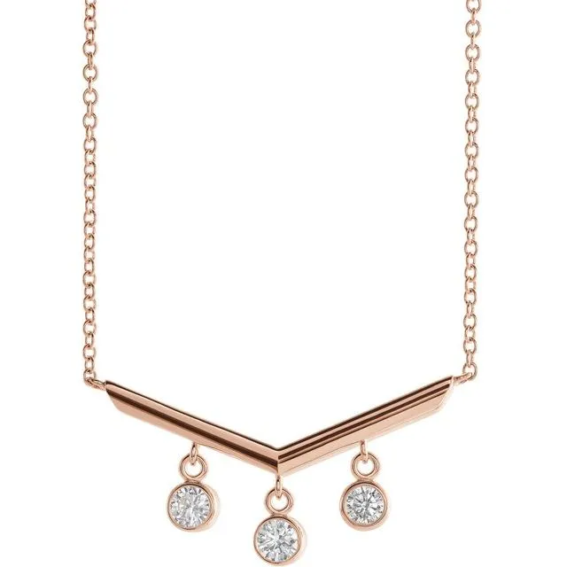 14K Rose Gold 13 CTW Natural Diamond V Bar 18 Necklace TreasureFineJewelers Necklaces 14K Rose Gold 13 CTW Natural Diamond V Bar 18 Necklace TreasureFineJewelers Necklaces
