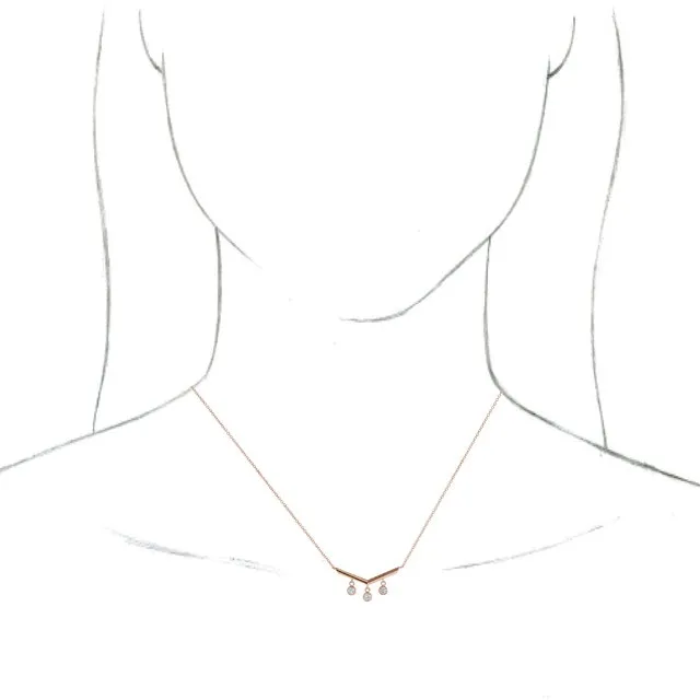 14K Rose Gold 13 CTW Natural Diamond V Bar 18 Necklace TreasureFineJewelers Necklaces