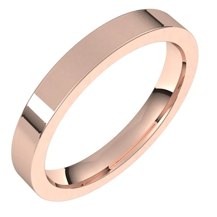 14K Rose Gold 3 mm flat comfort fit Wedding Band TreasureFineJewelers Rings 14K Rose Gold 3 mm flat comfort fit Wedding Band TreasureFineJewelers Rings