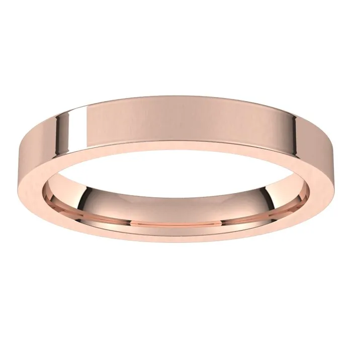 14K Rose Gold 3 mm flat comfort fit Wedding Band TreasureFineJewelers Rings
