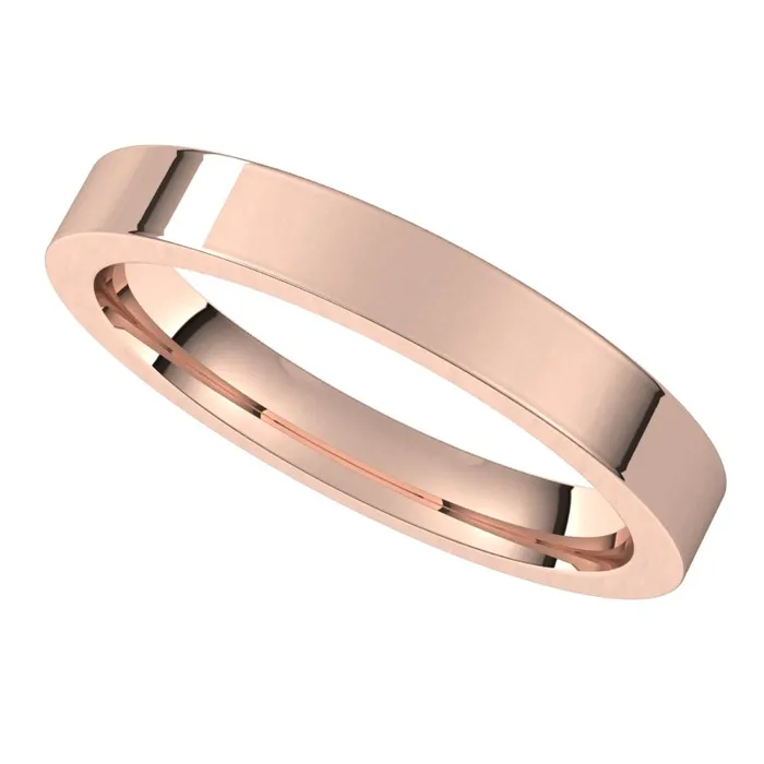 14K Rose Gold 3 mm flat comfort fit Wedding Band TreasureFineJewelers Rings
