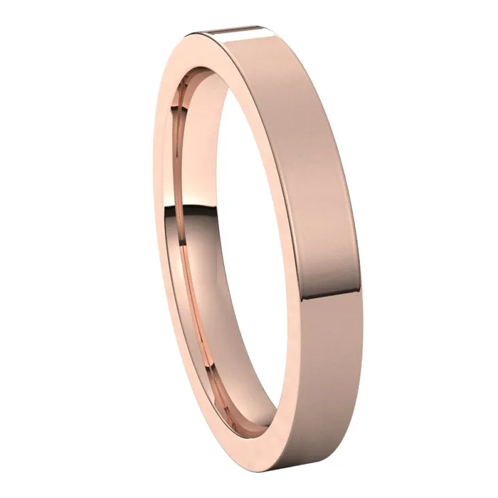 14K Rose Gold 3 mm flat comfort fit Wedding Band TreasureFineJewelers Rings