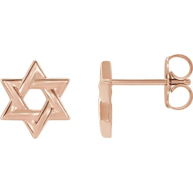14K Rose Gold Star of David Earrings TreasureFineJewelers Earrings