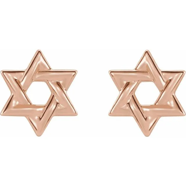 14K Rose Gold Star of David Earrings TreasureFineJewelers Earrings