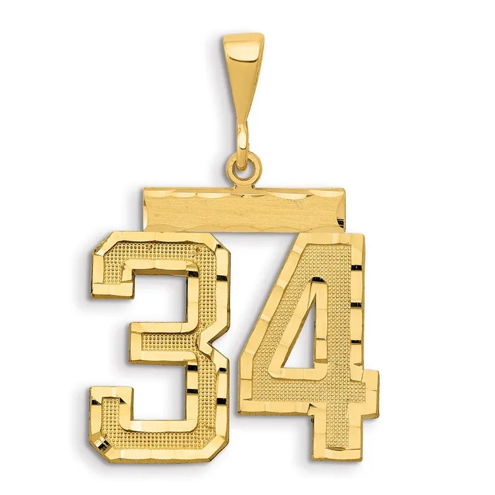 14k Small Brushed Diamondcut Number 34 Charm TreasureFineJewelers Charm Necklaces 14k Small Brushed Diamondcut Number 34 Charm TreasureFineJewelers Charm Necklaces