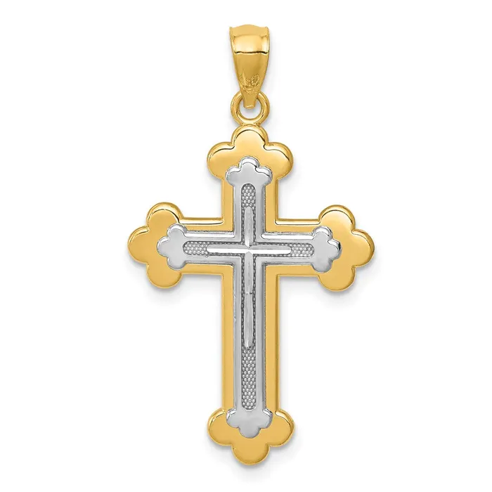 14k Twotone Budded Cross Pendant TreasureFineJewelers Rings