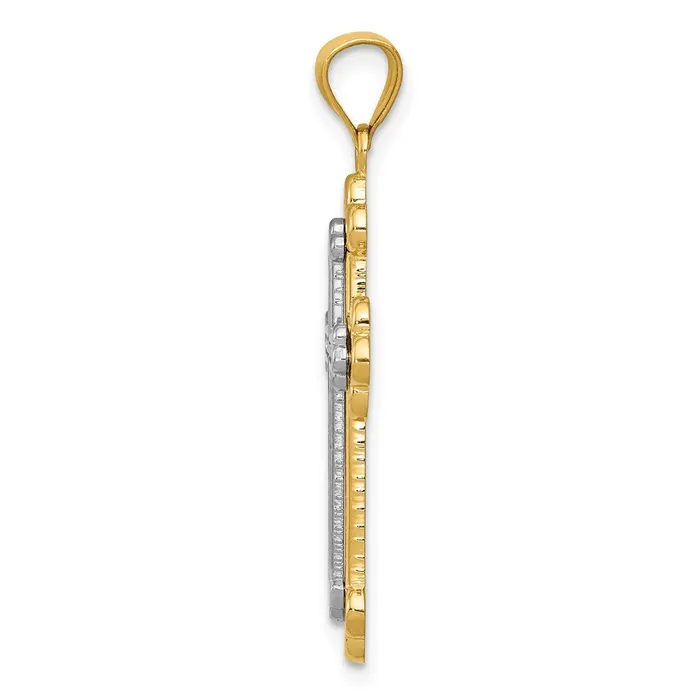 14k Twotone Budded Cross Pendant TreasureFineJewelers Rings